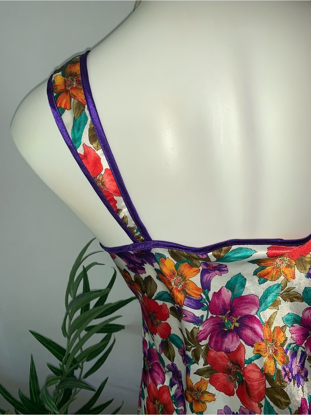 b l o o m :: Vintage Floral Satin Slip Dress Nightie Nightgown - Picture 14 of 14